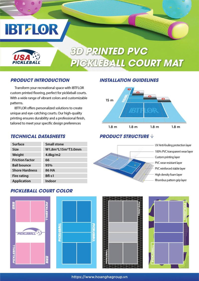 Thảm Nhựa PVC PICKLEBALL 3D IBTFLOR